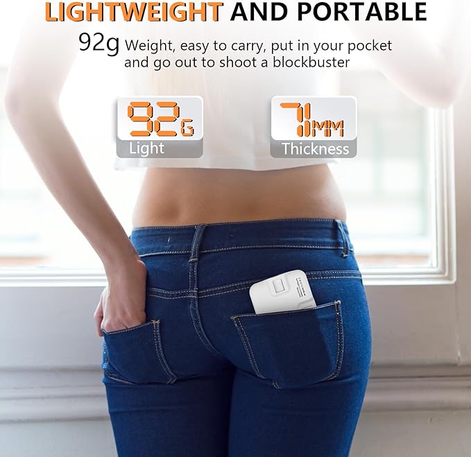 Portable LED Photo Light - USB-Rechargeable, Up to 6500K Color Temperature for Selfie, Zoom Conference, Video, Makeup