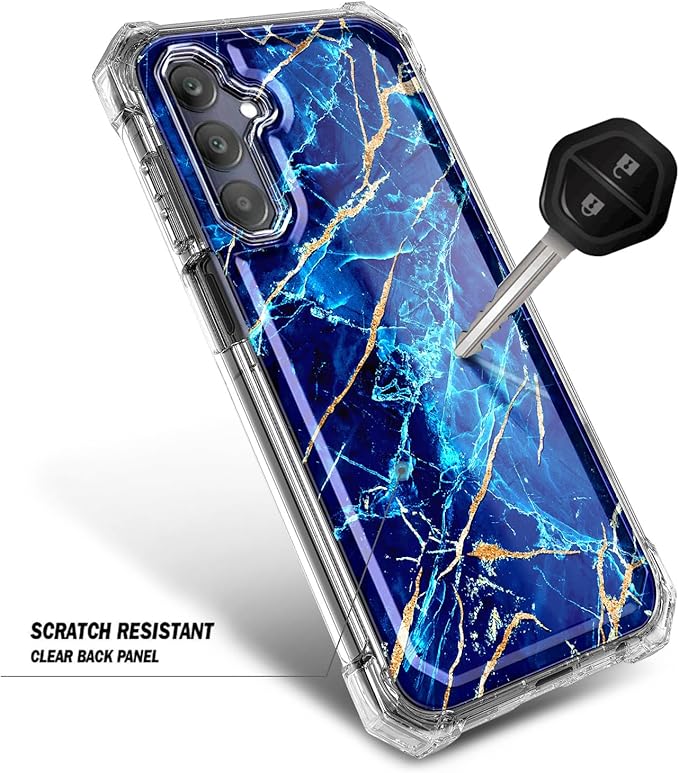 Designed for Samsung Galaxy A36-5G Phone Case, Magnetic Compatible with MagSafe, [Raised Corners Drop Protection] Shockproof Protective Bumper Cover (Marble Sapphire)