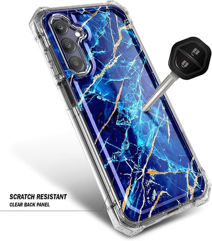 Designed for Samsung Galaxy A36-5G Phone Case, Magnetic Compatible with MagSafe, [Raised Corners Drop Protection] Shockproof Protective Bumper Cover (Marble Sapphire)