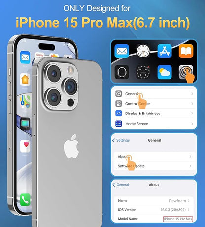 Design for iPhone 15 Pro Max Case Waterproof, Full Body Underwater Dustproof Shockproof Case Built-in Screen Protector (Clear, 15ProMax-6.7)
