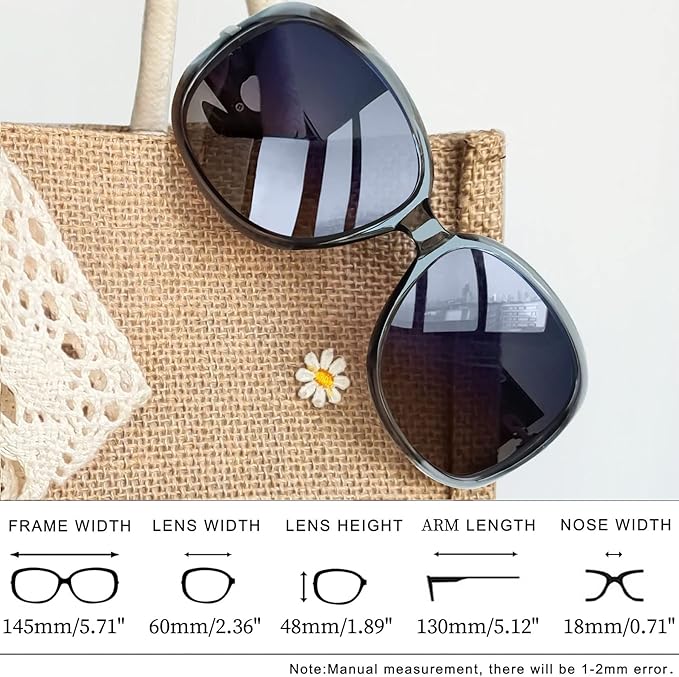 Joopin Big Womens Sunglasses Polarized Trendy Sun Glasses Large Rectangle UV Protection Rhinestone Sunnies