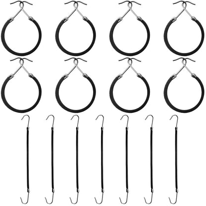 15 Pieces Elastic Hook Hair Tie Styling Ponytail Holder Hooks Cord for Curly Long Hair(Black)