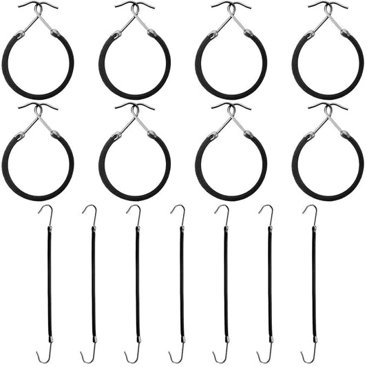 15 Pieces Elastic Hook Hair Tie Styling Ponytail Holder Hooks Cord for Curly Long Hair(Black)