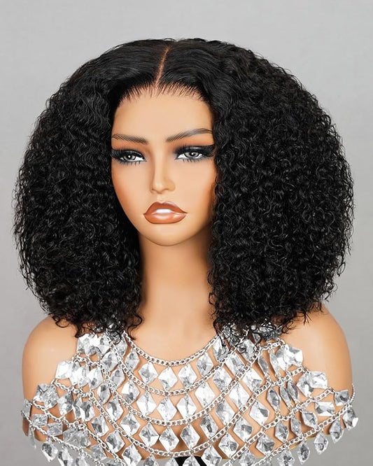 6X6 Curly Bob Wig Human Hair Glueless Wigs Human Hair Bob Wig 12A Short Curly Wig Real Pre Plucked Pre Cut Glueless Bob Wig Human Hair 16Inch