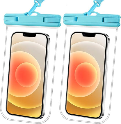 2025 Waterproof Phone Pouch: 2 Pack Cruise Ship Essentials Must Haves Dry Bag for Vacation Beach Travel Kayak Accessories, Water proof Case for iPhone 16 15 14 13 12 Plus Pro Max Galaxy - Blue+Blue