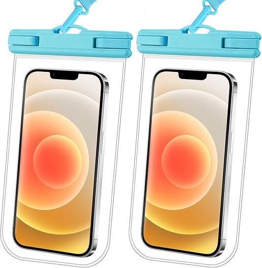 2025 Waterproof Phone Pouch: 2 Pack Cruise Ship Essentials Must Haves Dry Bag for Vacation Beach Travel Kayak Accessories, Water proof Case for iPhone 16 15 14 13 12 Plus Pro Max Galaxy - Blue+Blue