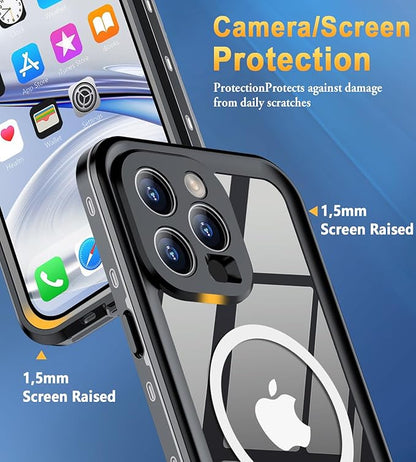 Design for iPhone 15 Pro Max Case Waterproof, Full Body Underwater Dustproof Shockproof Case Built-in Screen Protector (Clear, 15ProMax-6.7)