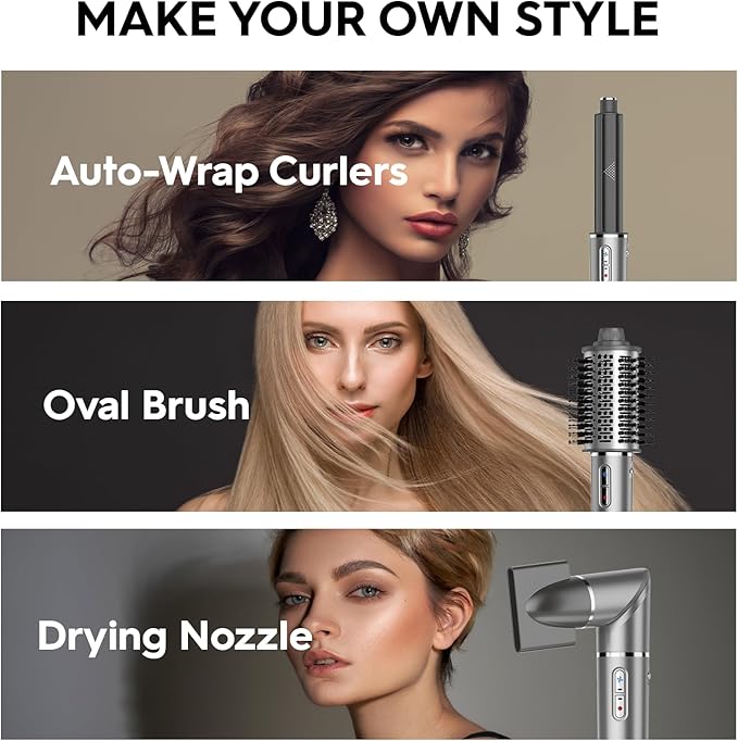 5-in-1 High-Speed Multi-Hair Styler - 1400W Hot Air Brushes with 110,000 RPM Motor, Auto-Wrap Curlers, Straightening Brush & Blow Dryer for Fast Drying, Curling & Smoothing All Hair Types
