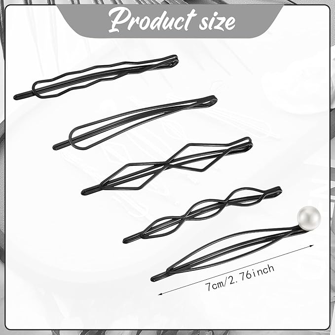 10 Pieces Geometric Metal Hair Clips and Barrettes for Women - Hair Styling Pins, Minimalist Decorative Wedding Accessories, Dainty Headwear (Silver, Black)