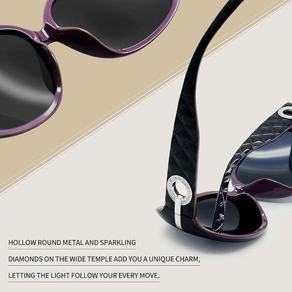 Joopin Big Womens Sunglasses Polarized Trendy Sun Glasses Large Rectangle UV Protection Rhinestone Sunnies