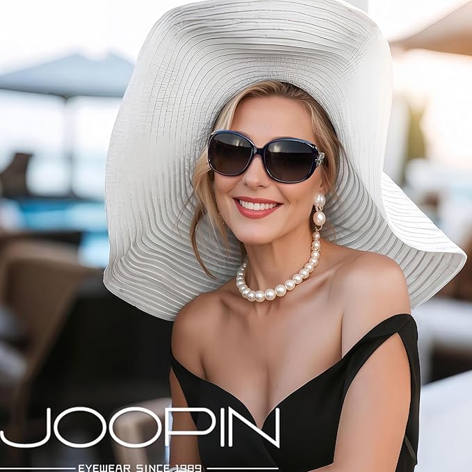 Joopin Big Womens Sunglasses Polarized Trendy Sun Glasses Large Rectangle UV Protection Rhinestone Sunnies
