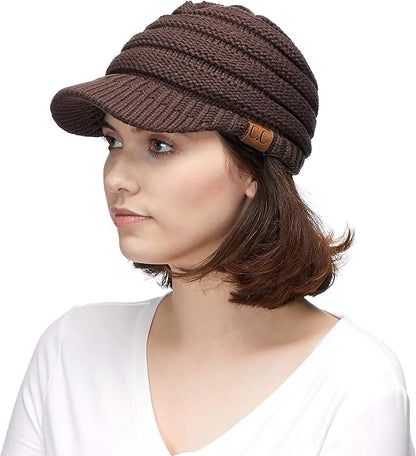 C.C Hatsandscarf Exclusives Women's Ribbed Knit Hat with Brim (YJ-131)(YJ-2023)