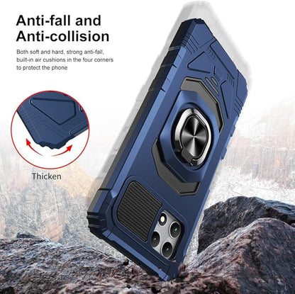 for T-Mobile Revvl 7 5G Case with Screen Protector,Revvl 7 5G Phone Case Military Grade Protection Built-in Magnetic Ring Stand Soft Rugged Silicone Corner Shockproof Cover for T-Mobile Revvl 7 Blue