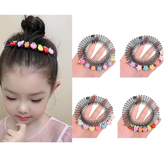 1pc Stretchy Full Circles Comb With Flowers,Stretchy Headband Holder Plastic Circular Hair Comb For Women Girls Comb Hair Clips Broken Hair Ar Hair Combs,Styling Tools and Appliances,Black