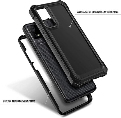 NZND Compatible with TCL ION X Case, TCL ION V with [Built-in Screen Protector], Full-Body Protective Shockproof Rugged Bumper Cover, Impact Resist Case (Black)