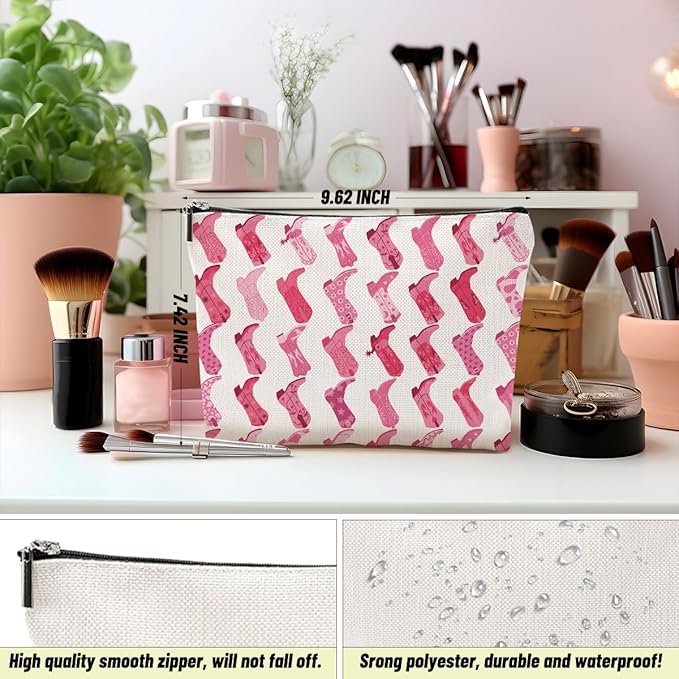 4PCS Western Makeup Bag Cowgirl Boots Cosmetic Bags for Women, Cowgirls Gifts for Women Girls Sisters Lady Boss Friends Birthday Gift, Western Stuff Toiletry Zipper Pouch Cowboy Boots Gifts
