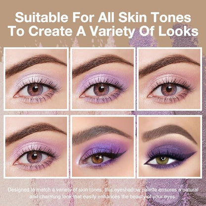6-Color Purple Eyeshadow Palette – Matte & Shimmer Purple Shades, Glitter Eyeshadow, Travel-Friendly Mini Palette with Built-in Mirror, Perfect for Eye Makeup (09#)