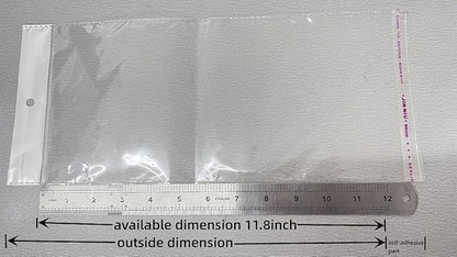 PABCK 100 Pack (Available Size 6.1x11.8 inch) Clear Self Adhesive Straight Hair Packaging Bags with Hang Hole Wigs Hair Storage Beauty Personal Care Hair Care Extensions Wigs Accessories
