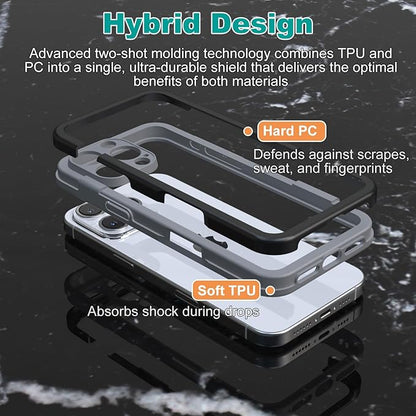 for iPhone 16 Pro Max Bumper Case, Hybrid Protection Heat Dissipation Frame No-Back Phone Cover Case 6.9" 2024 - Black & Gray