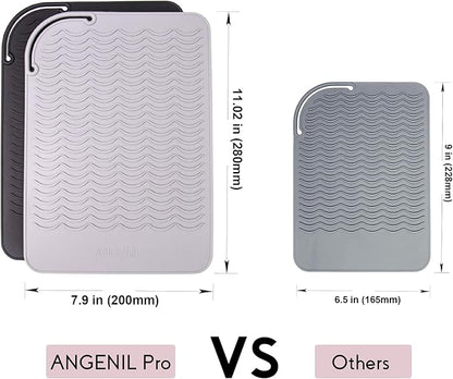 ANGENIL Large Heat Resistant Silicone Mat Sleeve Pad for Hair Straightener Curling Irons Styling Tools, Titanium Ceramic Flat Iron Mat Travel Anti Scald and Heat Resistant Pad, Max-Size 11.02" x 7.9"