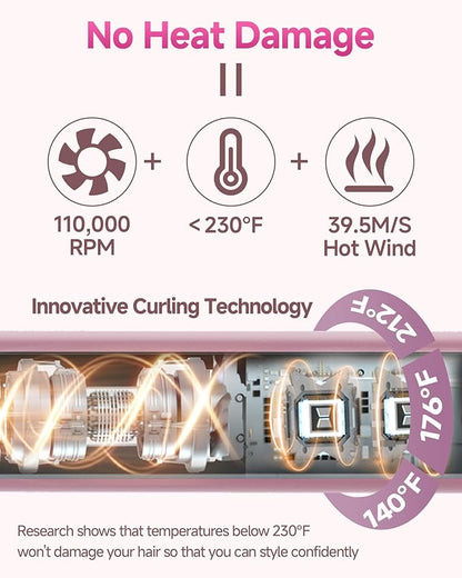 5 in 1 Hair Dryer Brush WindBlow Magic Styler, 110,000 RPM High-Speed Turbo Blow Dryer Brush, Professional 500 Million Negative Ionic Hair Dryer, for Curling Volumizing Air Styling