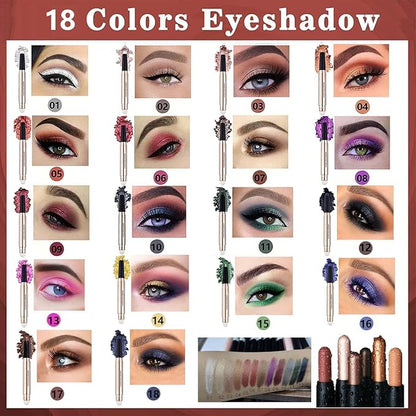 Orange Brown Eyeshadow Stick Makeup, Highlighter Matte Cream Eye Shadow Pencil, Waterproof Hypoallergenic Long Lasting Crayon, Glitter Primer Palette Shimmer Eyeliner Pen