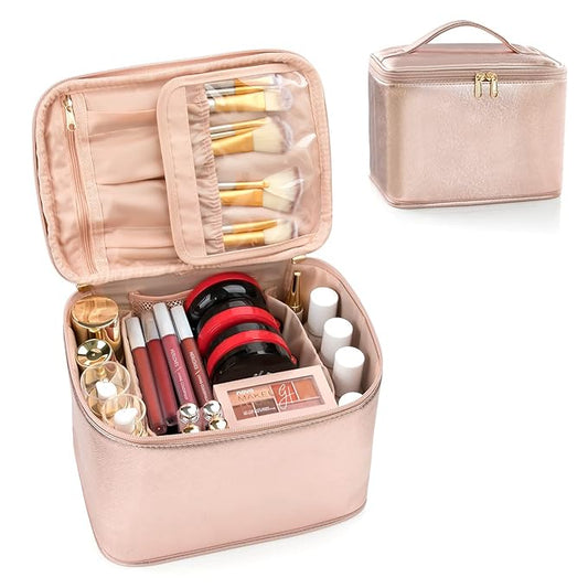OCHEAL Makeup Bag, Large Travel Makeup Bag Cosmetic Bags for Women Traveling Washable Make Up Bag Organizer Case -Large Rose Gold