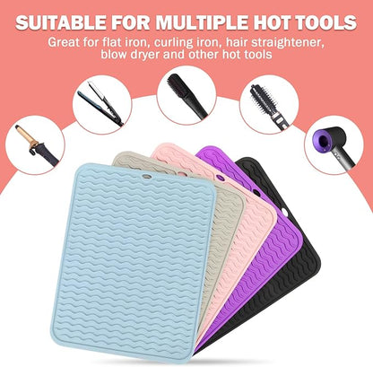 Oversize Silicone Heat Resistant Mat for Curling Iron, Hair Straightener, Flat Irons and Hot Hair Styling Tools, Portable Wrap Pad Cover for Home Vanity Travel(14.2" x 11")