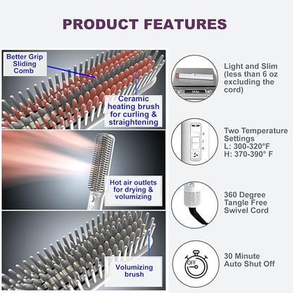 MyOnlyStyler Root Booster Hair Volumizer: One-Step Root Lifting Hot Air Heated Brush All-in-One Hair Styler - Dryer, Curler, Straightner, Volumizer in One