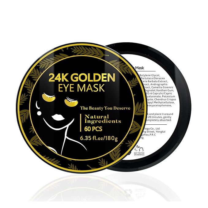 24k Gold Under Eye Patches, Eye Mask for Puffy Eyes Dark Circles Bags and Wrinkles, Moisturizing Fine Lines Under Eye Patches for Women (30 Pairs)