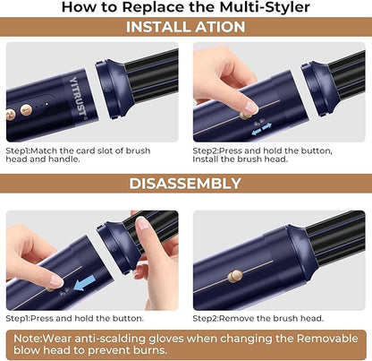 7 in ONE Hair Dryer Brush, Powerful Blow Dryer Brush with Auto- Wrap Curler, Detachable Fast Drying, Volumizing, Curling, Straightening, Ionic Hair Dryer with Diffuser, Hair Styling Tools Storage Case