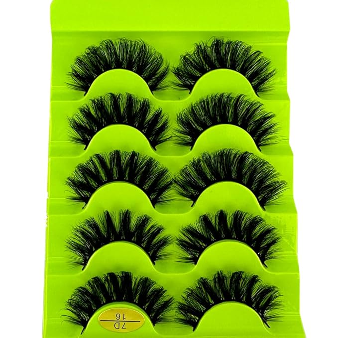 HBZGTLAD Cat eye Eyelashes 3D Natural False Lashes D Curl Fluffy Soft Cross 5 pairs Manga Lashes Wispy Natural Eyelash Extension Makeup (7D-16)