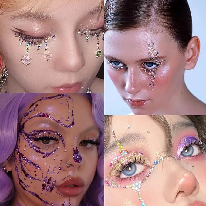 NOOEPC Face Gems Hair Gems, Self-Adhesive Face Jewels Eye Jewels Rhinestones 3/4/5/6 mm DIY Face Gems Stick on, Hair Body Rhinestones Gems Crystals Pearls for Face Eyes Makeup Body, Crafts