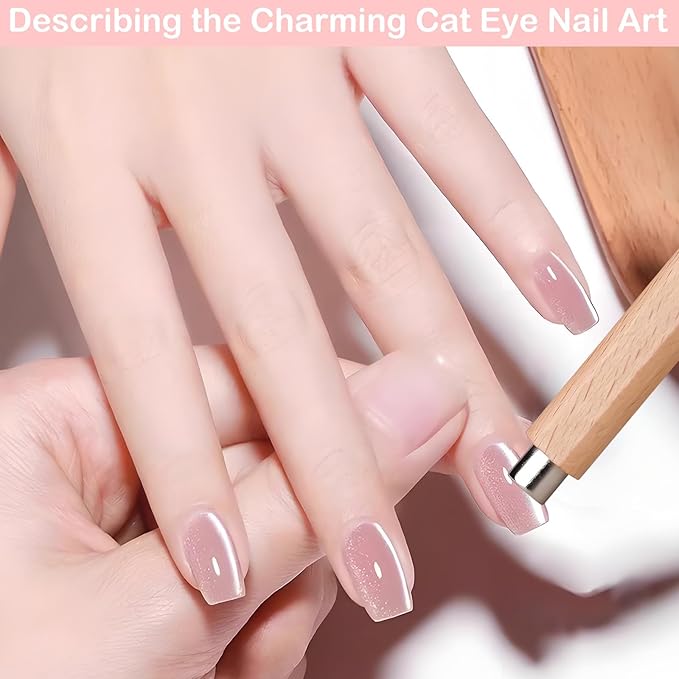 2Pcs Wood Color & Black Cat Eye Nail Art Magnets Cateye Magnet, Gel Nail Polish Magnet Tools Cat Eye Gel Nail Polish Nail Products, Gel Polish Nail Tools, Cat Eye Nail Polish Nail Accessories