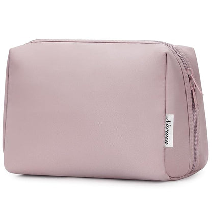 Narwey Cute Makeup Bag Travel Cosmetic Bag Organizer Toiletry Bag Make Up Bags with Compartments for Women Girls (Large, Dusty Rose)