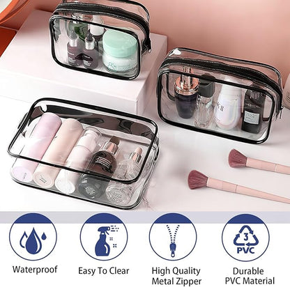 18 Pieces Clear Cosmetics Bag Bulk, TSA Approved Toiletry Bag for Travel, Clear PVC Zippered Cosmetic Makeup Pouch, Waterproof Vinyl Plastic Organizer Case for Vacation Bathroom (Small)