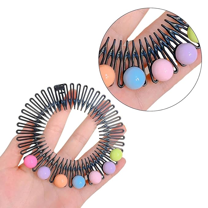 1pc Stretchy Full Circles Comb With Flowers,Stretchy Headband Holder Plastic Circular Hair Comb For Women Girls Comb Hair Clips Broken Hair Ar Hair Combs,Styling Tools and Appliances,Black
