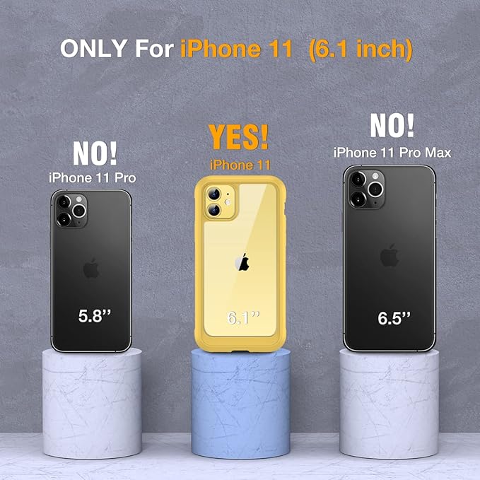 Miracase Glass Series Designed for iPhone 11 Case [2023 Upgraded] Full-Body Rugged Bumper Case with Built-in 9H Tempered Glass Screen Protector and Camera Protector (Yellow)