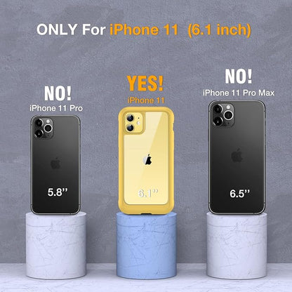 Miracase Glass Series Designed for iPhone 11 Case [2023 Upgraded] Full-Body Rugged Bumper Case with Built-in 9H Tempered Glass Screen Protector and Camera Protector (Yellow)