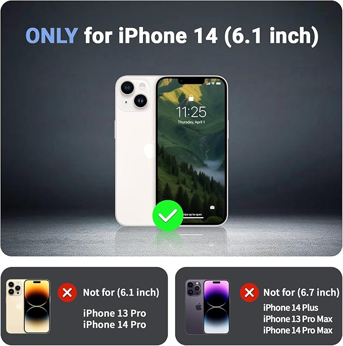 for iPhone 14 case, with [Compatible with MagSafe][Military Grade Drop Protection][Heavy Duty Protection][Non-Slip][Shockproof] with 2-Layer Durable Bumper Phone Case 6.1''-Army Green