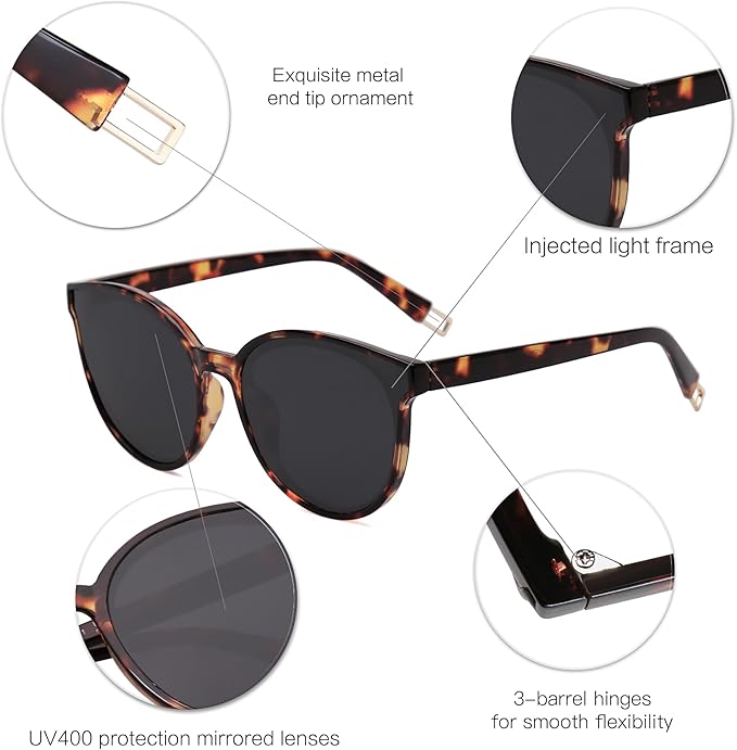 SOJOS Oversized Round Sunglasses for Women and Men