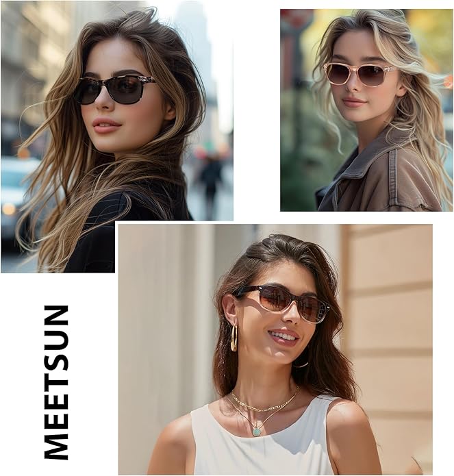 MEETSUN Classic Polarized Sunglasses for Women Men Trendy Retro Sun Glasses for Driving UV Protection (3 Pack)