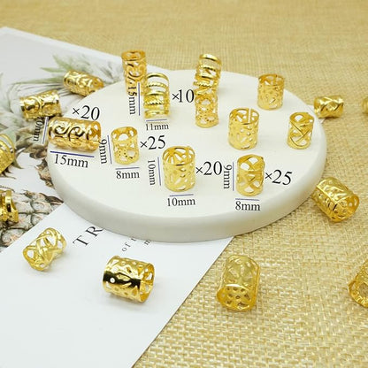 100 PCS Gold Hair Accessories Loc Hair Jewelry for Braids, Dreadlock Accessories for Women and Girls Adjustable braid Cuffs Braiding Hair Rings Decoration