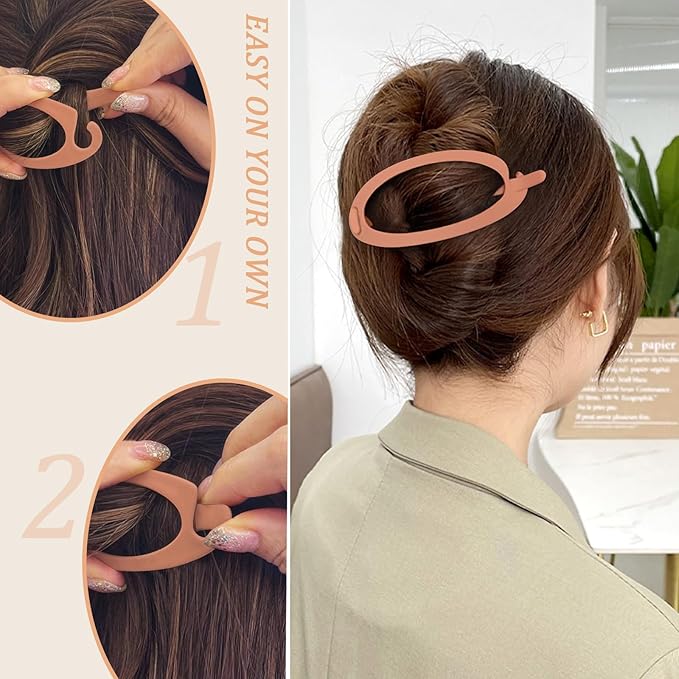 French Concord Hair Clips Claw - 6Pcs Side Slid Flat Hair Clips for Volume Strong Hold No Slip Grip Hair Claw Clips for Women Girls Thick Thin Hair (Matte Bright Oval(Large, 4.7 inches))