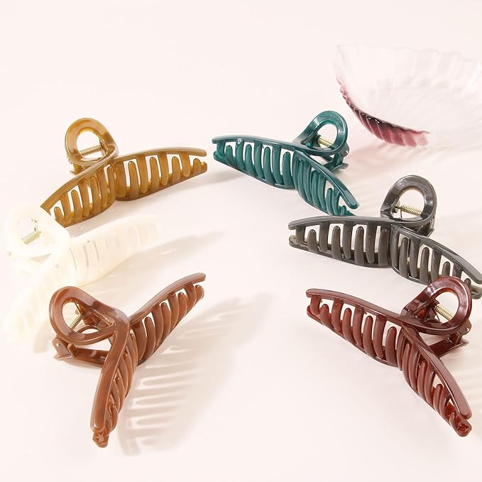 Jelly Claw Clips for Women Girls, 5 Inch Hair Styling Accessories for Long Thick Hair, Jumbo, Extra-large, Oversized (Jade green Crossover)