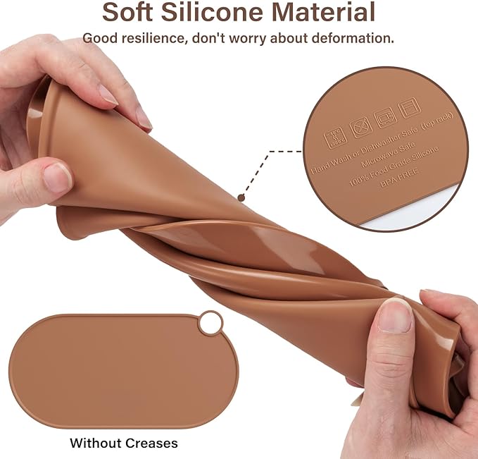 Noverlife Silicone Makeup Mat, Heat Resistant Vanity Protector Mat, Large Curling Iron Pad Protector for Vanity Top, No Slip Hot Tools Mat, Foldable Vanity Mat for Makeup Hair Styling Tool, 19.6"x9.8"