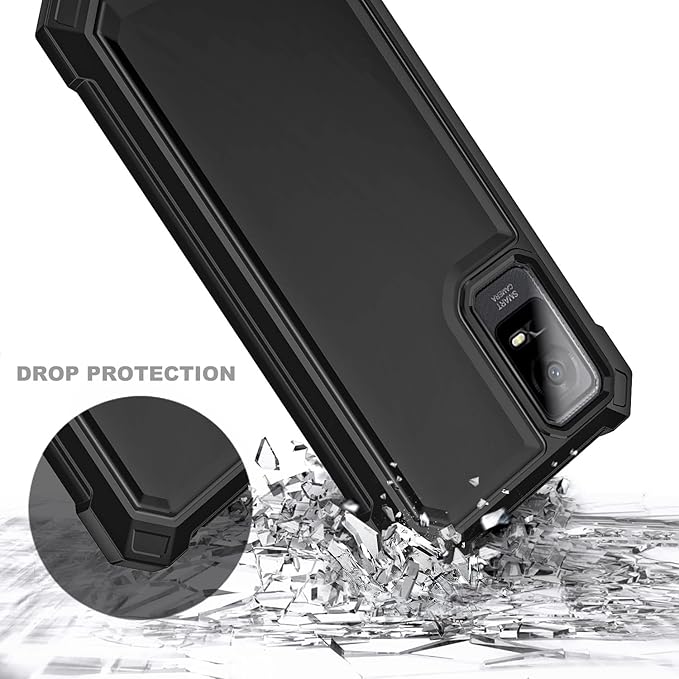 NZND Compatible with TCL ION X Case, TCL ION V with [Built-in Screen Protector], Full-Body Protective Shockproof Rugged Bumper Cover, Impact Resist Case (Black)