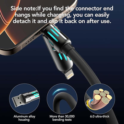 4-in-1 Universal Multi USB Charging Cable – 240W Max Fast Charger Cord with Multiple Connectors for iPhone 16/15/14/13, iPad, Samsung, MacBook, Tablets & More (Rich Black, 10Ft)