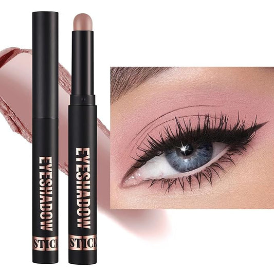 Pale Pink Eyeshadow Stick Makeup,Matte Cream Eye Shadow Pencil,High Pigmented Crease proof Glitter Eye Shadow Brightener Stick,Waterproof Long Lasting Eye Highlighter Crayon Eyeliner