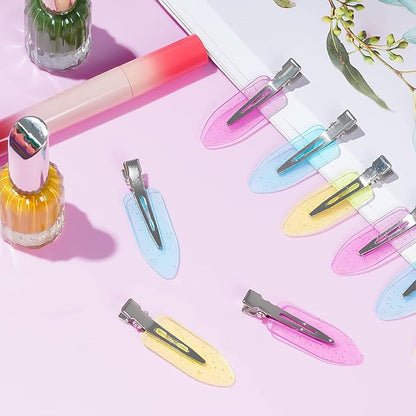 24pcs Creaseless Hair Clips No Bend Hair Clips No Crease Hair Clip for Curl Hairstyle Bangs Makeup Application Hairdressing Hairpins Styling Clips for Salon Barber (Translucent Pink Blue Yellow)